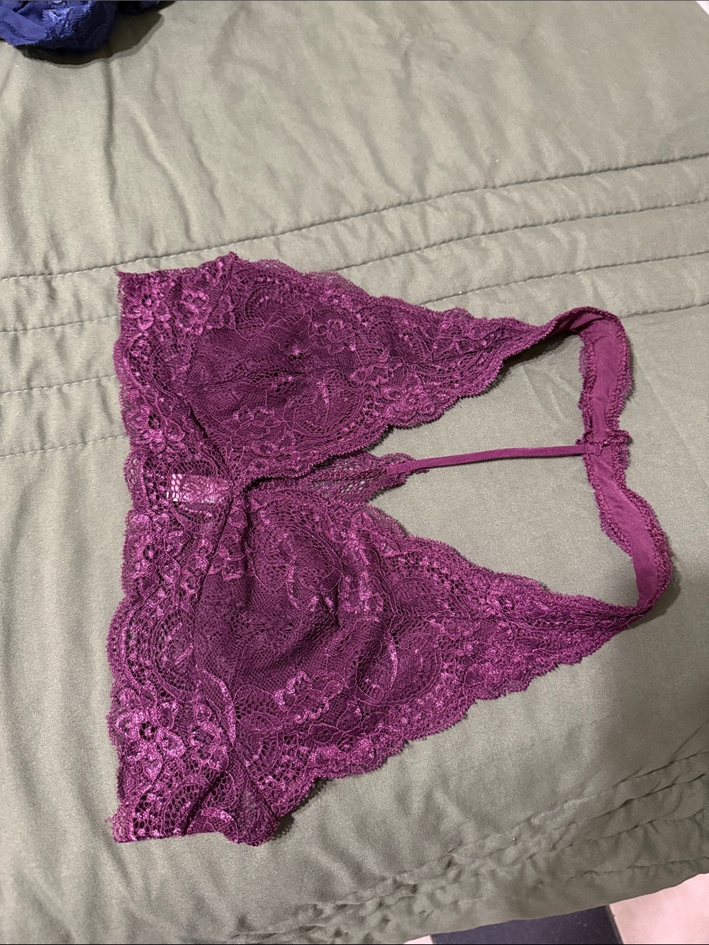 Lace Triangle Bralette in Plum Purple - Women's Intimates